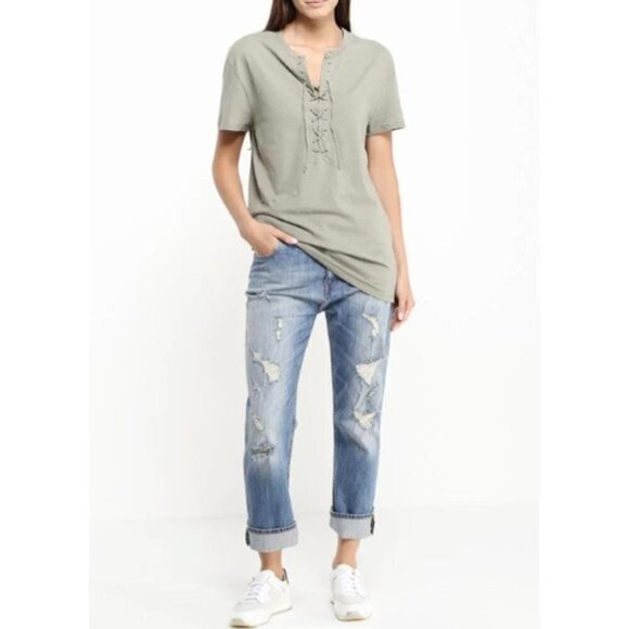 [Revolve] Zoe Karssen | Black Lace-up Tee - Picture 4 of 9